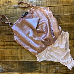 Women's Pink Satin Bodysuit